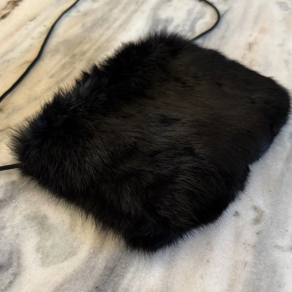 KC Collections Elegant Black Faux Fur hand warmer - girls - one size